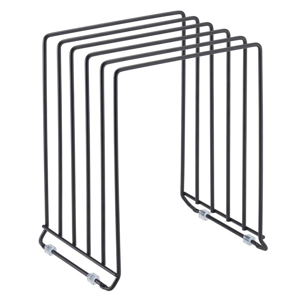 mDesign Topfdeckel und Pfannenregal – Metalldrahtregal für Schränke, Speisekammern oder Küchenoberflächen – freistehender Pfannenständer mit 5 Schlitzen für Pfannen, Töpfe, Deckel und Geschirr –