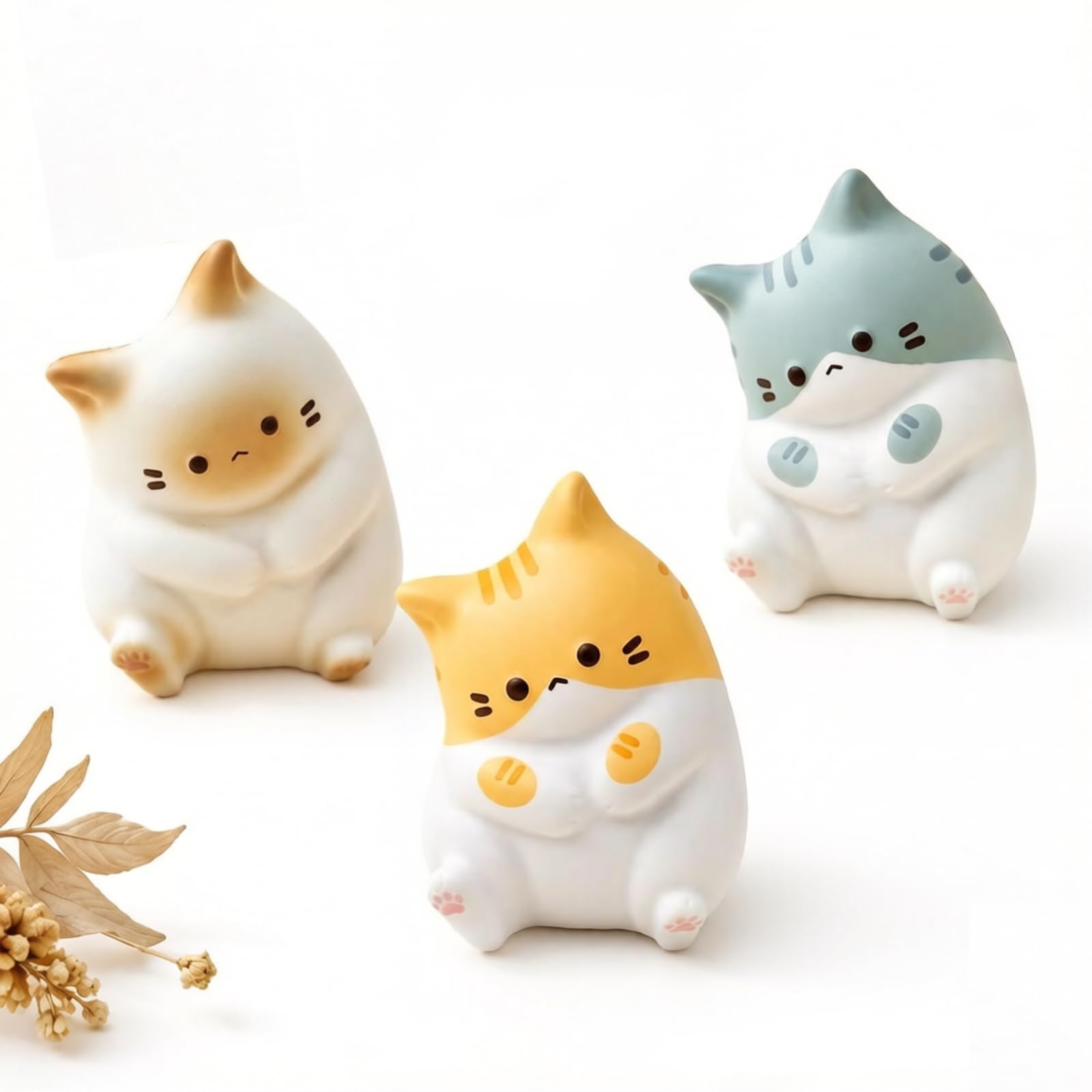 3 Pcs Cat Squishy, Foam Squishy, Stress Relief Sensory For Office And Classroom Use, Portable Slow-Rise Fidget Toys With 6.5 Centimeter Dimensions