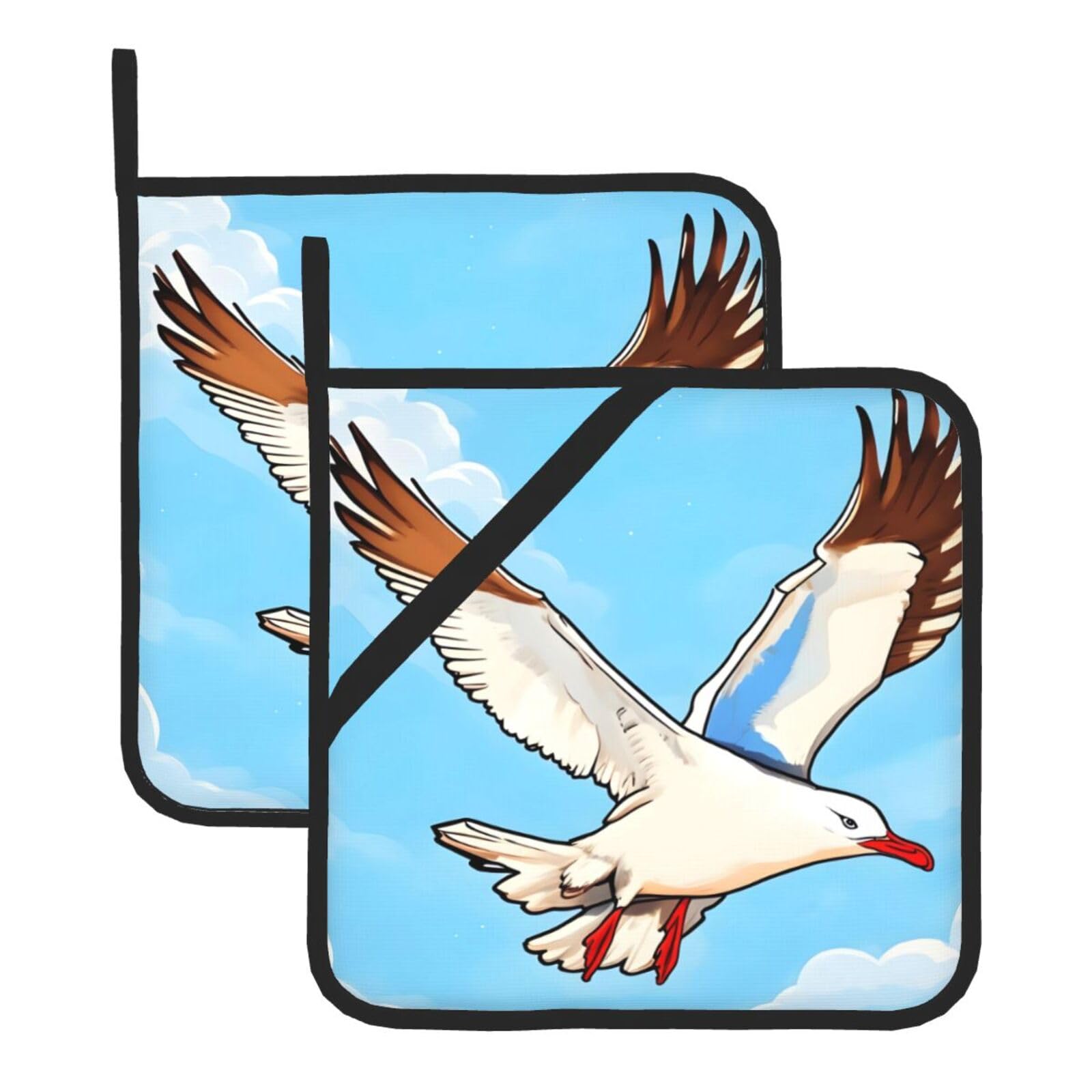 Flying Seagulls Square Heat Resistant Trivet Set Thick and Durable for Baking Barbecue Cookware Oven