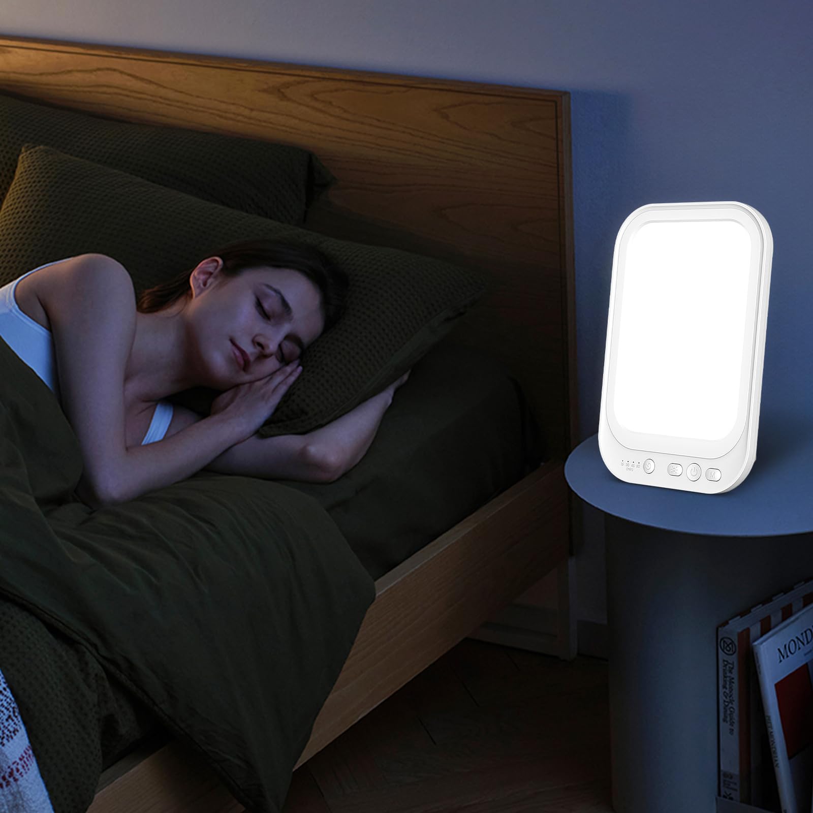 GOMETY Lampe de luminothérapie 10 000 lux avec 4 minuteries, 3 températures de couleur, lampe LED imitant la lumière du jour, support pliable.