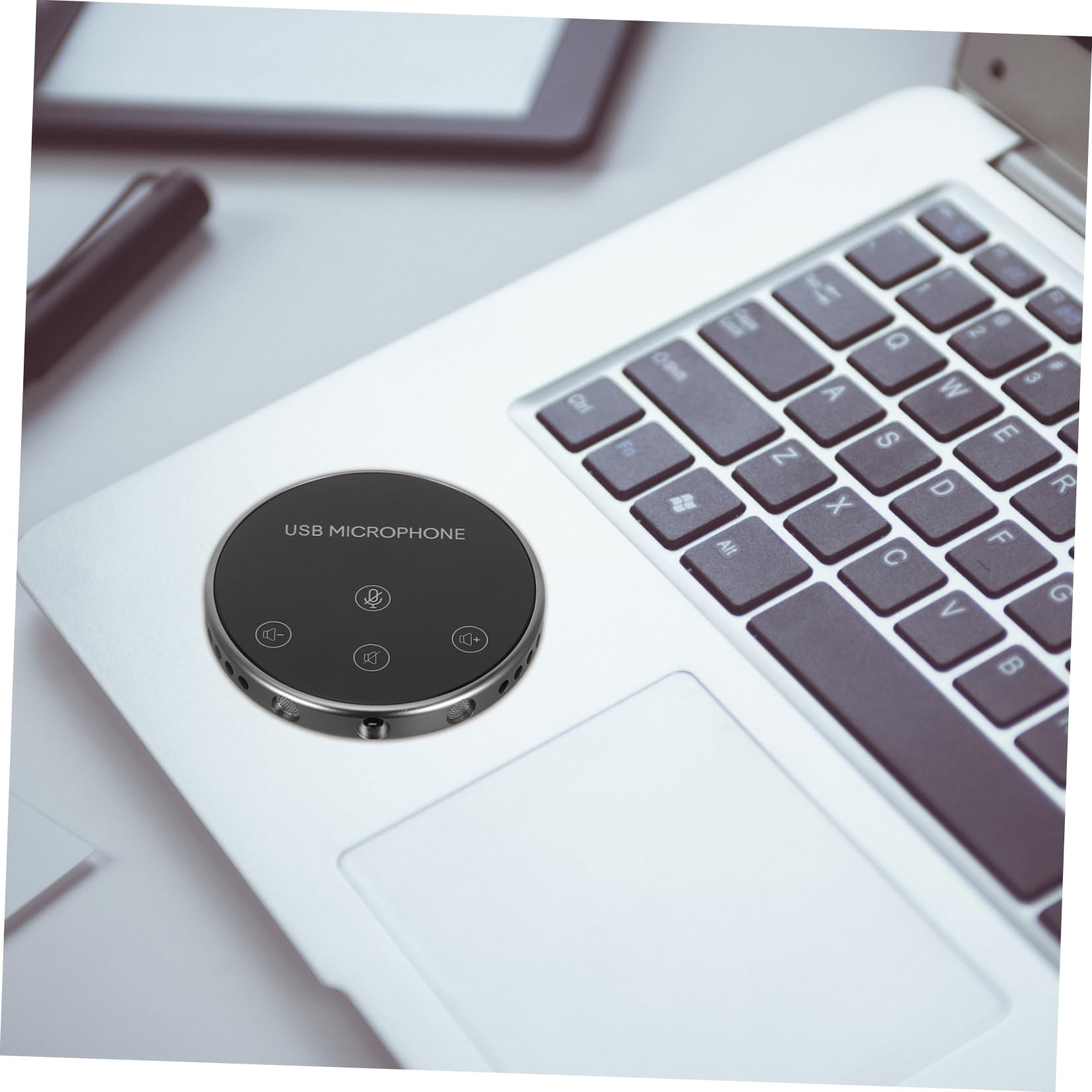 HOMSFOU Microfono Omnidirezionale USB 360° per Conferenza, Nero | Lega di Alluminio, per Notebook e Pc, Chat Vocale Gaming e Live Streaming, Uso Semplice