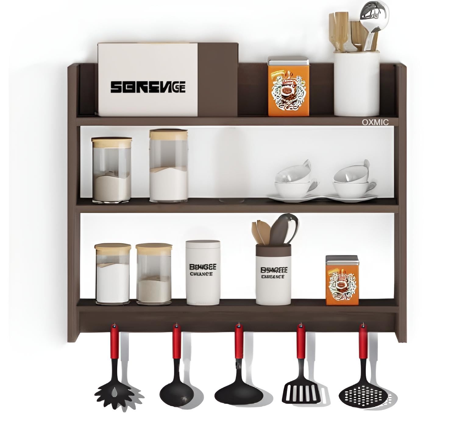 Wooden Kitchen Rack Shelf | 3 Tier Multipurpose Wood Wall Mounted Kitchen Wall Hanging Shelves | Kitchen Storage Spice Rack | Bathroom Organizer Wall Stand-image-14