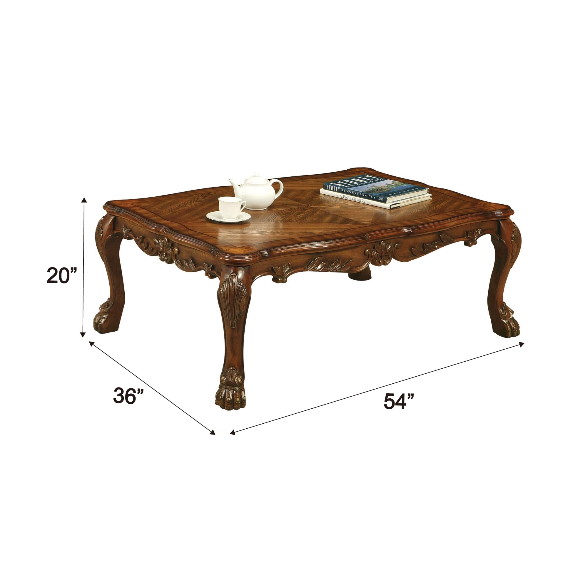 Amazon.com: Acme Dresden Rectangular Wooden Coffee Table in Cherry