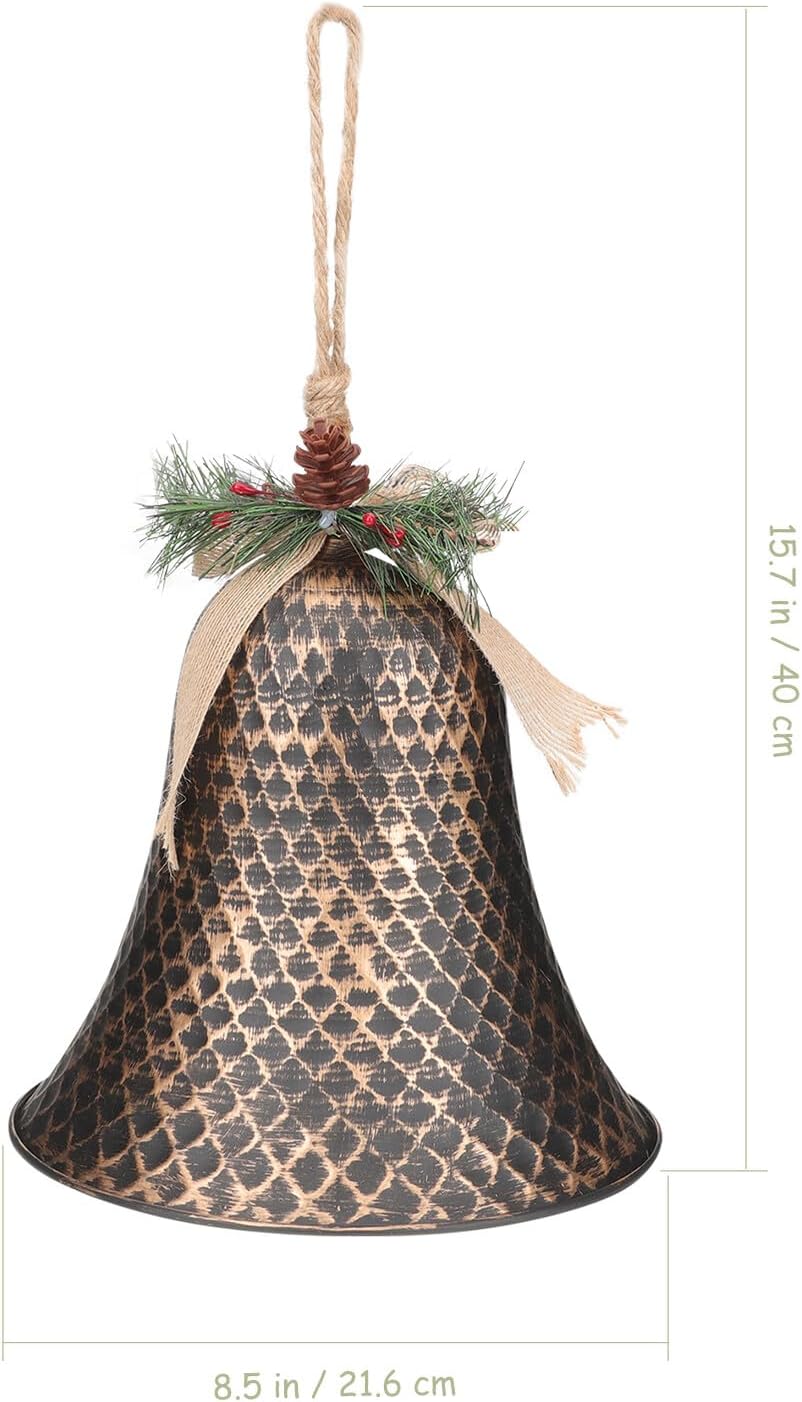 Christmas Tree Hanging Bell Ornament, Copper Metal Xmas Themed Decorative Bell Pendant for Holiday Home and Party Décor