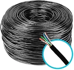 Cabo De Rede 4 Pares Cat5e Preto Cftv Utp RJ45 Trançado Internet 100 Metros Net Rolo