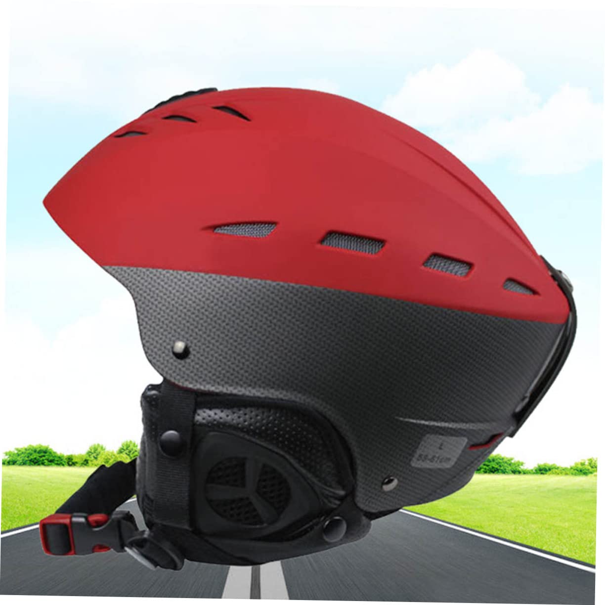 ibasenice Casco da Sci Abs Schiuma Protettiva Caschetto Snowboard Prese D'aria Copriorecchie Traspirante Staccabile Regolazione Rotante Unisex
