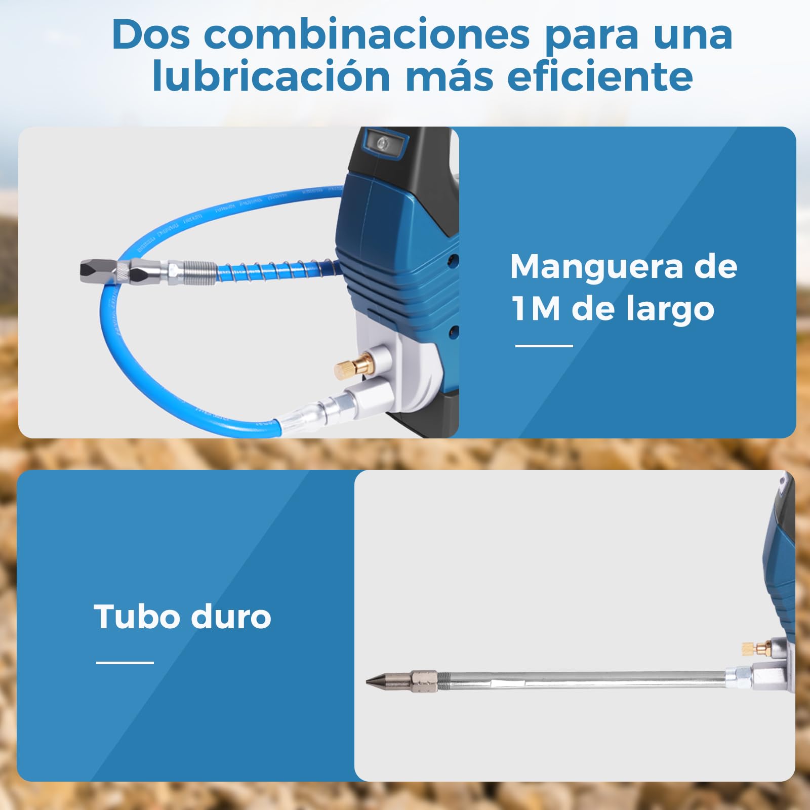 Bostar Pistola de Engrase 12000 PSI Eléctrica Bomba de Engrase a Batería con 2 Baterías 4.0Ah(Compatible Makita 18V), Motor Sin Escobillas, Manguera 1m y Adaptador para Maquinaria Agrícola y Camiones