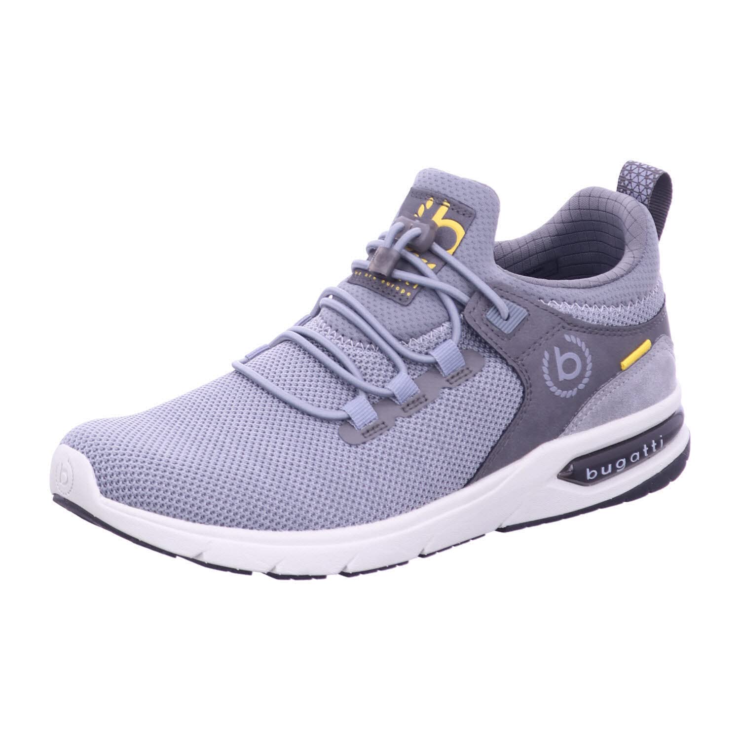 bugatti Sportlicher Sneaker mit Memory Foam im sportlichen Design, elastische Schnürsenkel, atmungsaktiv, Grau, 47 EU