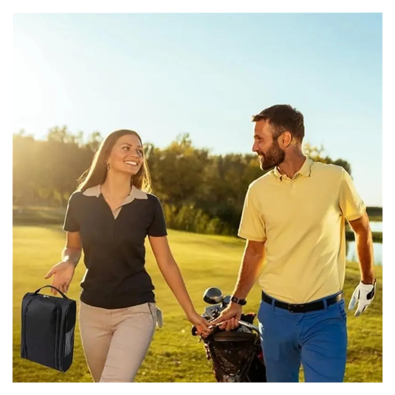 AZ-Golf-Schuhtasche für Reisen, belüftete Sportschuh-Tragetasche mit Aufbewahrungstasche mit Reißverschluss, 2 Stück