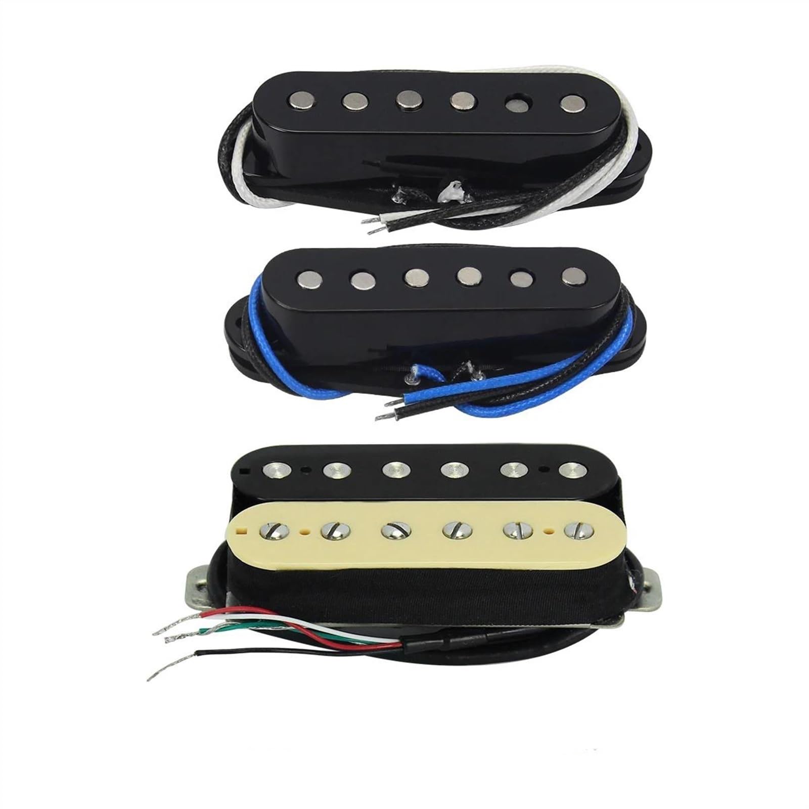 Professioneller E-Gitarren-Tonabnehmer 3PCS Alnico 5 Pickups Single Coil Elektrische Gitarre Humbucker Pickup Set 52/52/52mm Für SSH Gitarre 5k + 6k + 8k Zebra (Color : 2)