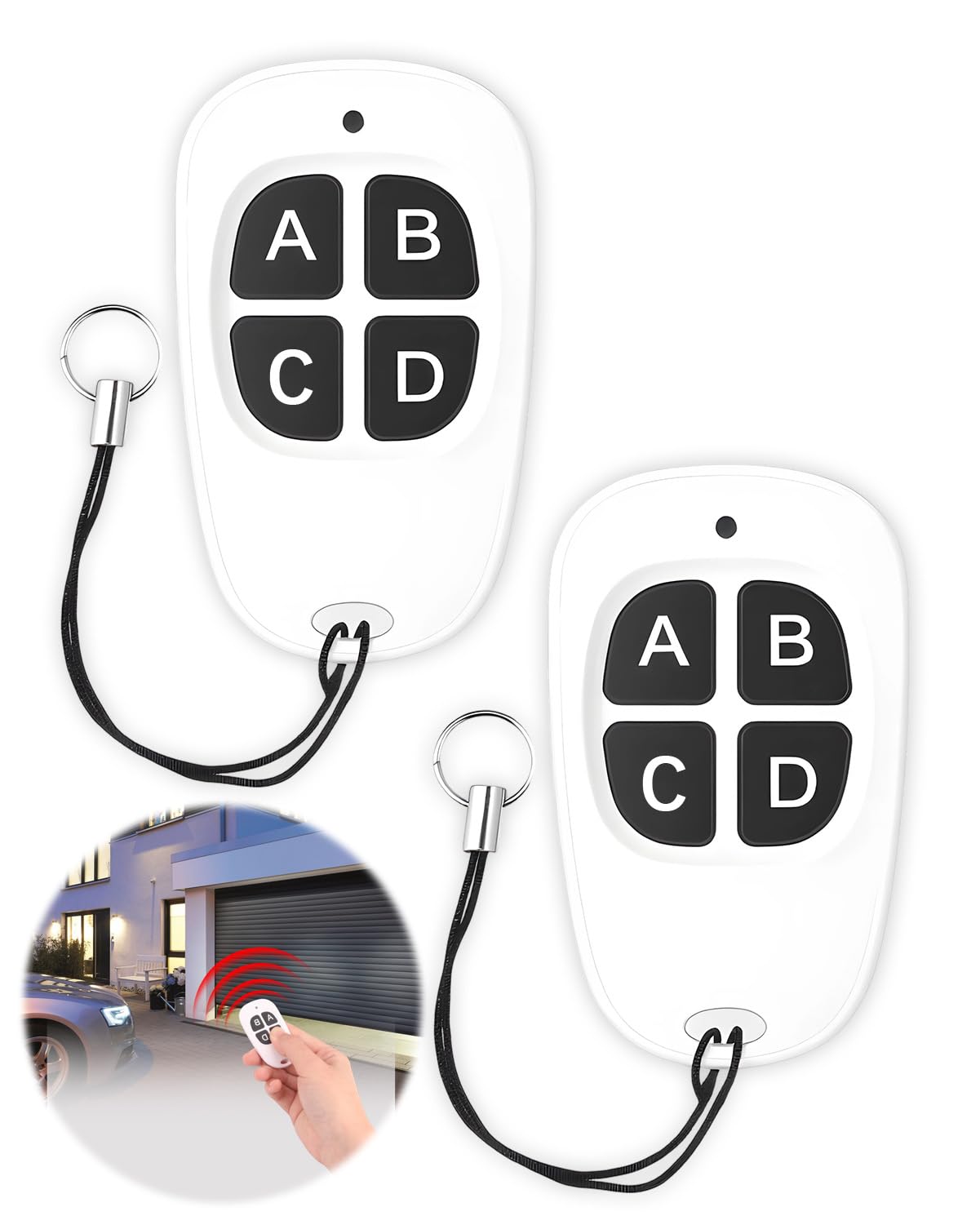 Telecomando Universale Cancello 433.92 MHz 2 Pezzi Clonazione Garage Porta Telecomando Chiavi a Quattro Canali Codice Fisso Bip 50M Lunga Distanza Duplicatore Senza Fili Clonazione