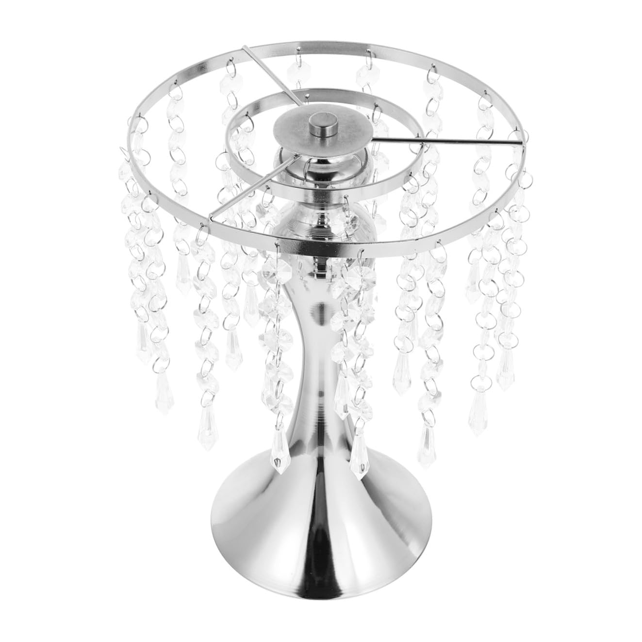 Candelabro de Boda Diseño de Cortina de Cristal, Plata | Hierro y Plástico, Estilo Creativo y Chic, para Obsequio o Celebración Nupcial