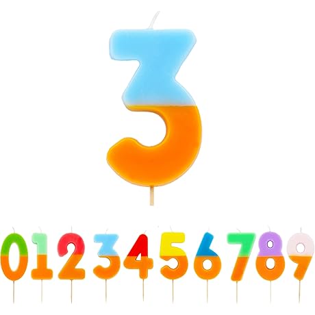 Talking Tables Orange and Blue Number 3 Candle for Cakes: Perfect for...