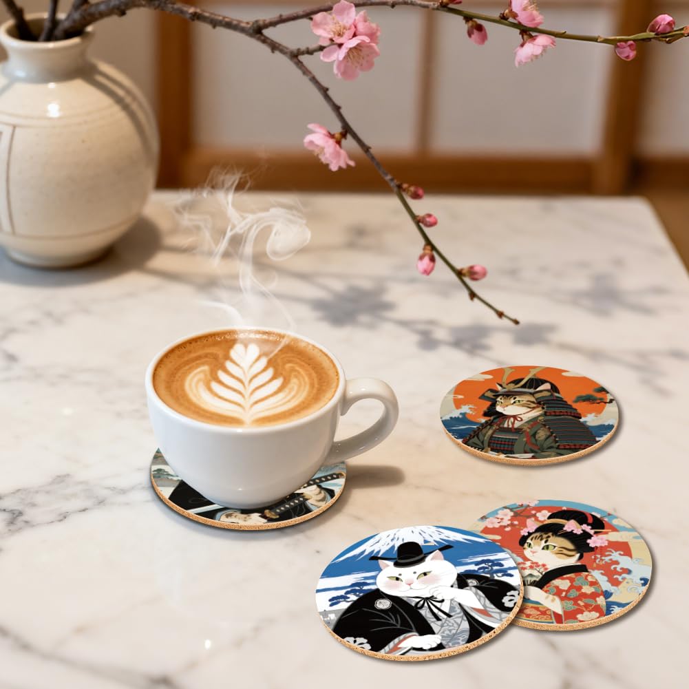 ANATTASOUL 9 Pièces Dessous de Verre Peinture, Fleurs Et Chevaux