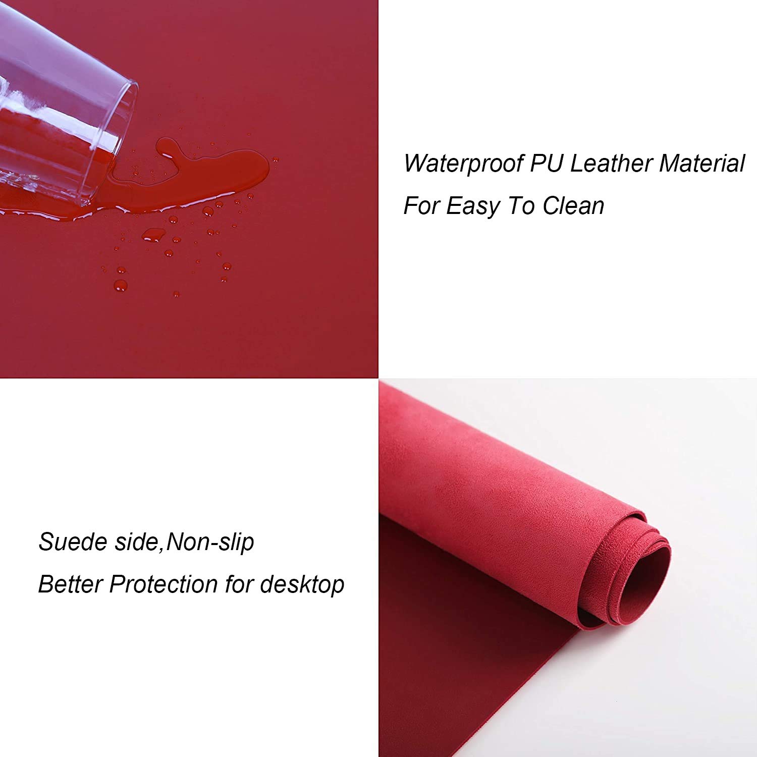 Alfombrilla de escritorio con protector de bordes, de cuero suave, impermeable, suave, para teclado de ordenador portátil, alfombrilla de ratón con perfil frontal en forma de L para oficina y hogar