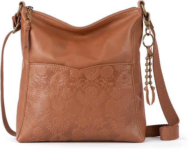 Sac à bandoulière en cuir Lucia The Sak - Sac à main en cuir premium pour femmes, idéal pour le quotidien et les voyages - Sac à bandoulière avec fermeture éclair