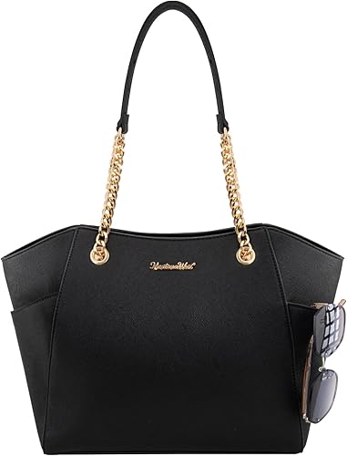 Miniatura 18 de Montana West Bolsa Tote para Mujeres Bolsos de Mano con Asa Superior de Cadena Negro Multi,A1-café,Negro,Marrón,Marrón Multicolor,marrón,