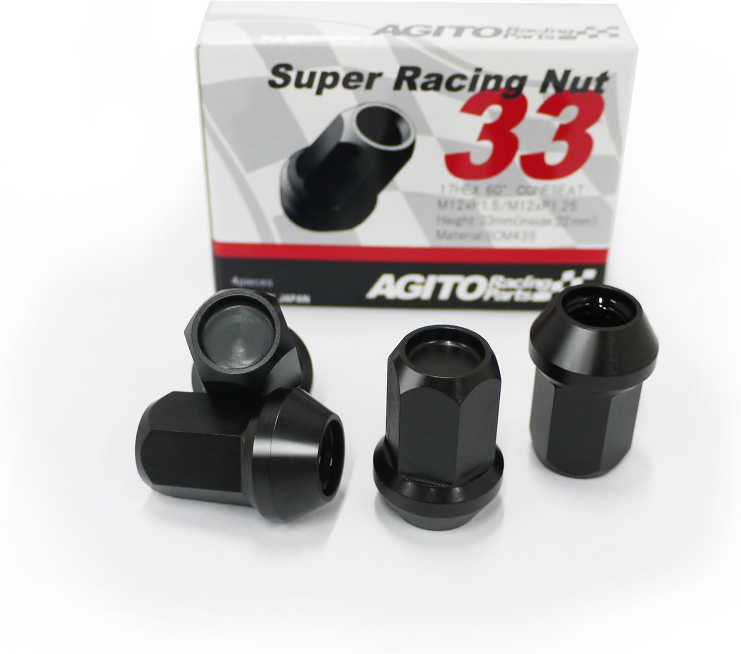 AGITO Super Racing Nut L33 非貫通レーシングナット(クロムモリブデン鋼)M12xP1.25 16本