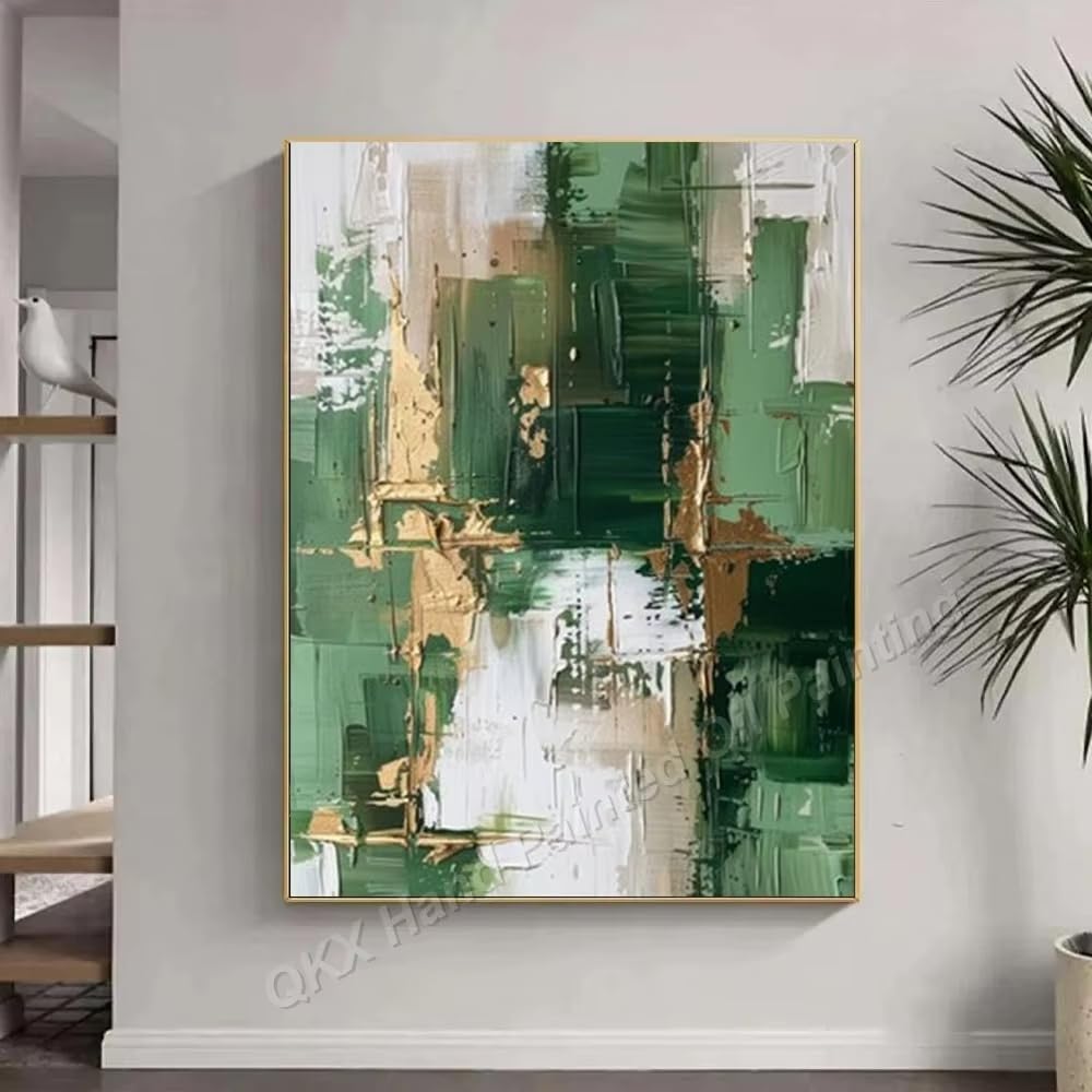 DFZEWKI Painting on Canvas Wall Art Decor for Living Room, Modern Emerald Green Abstract Wall Art(40x50cm(16x20in)/No frame)