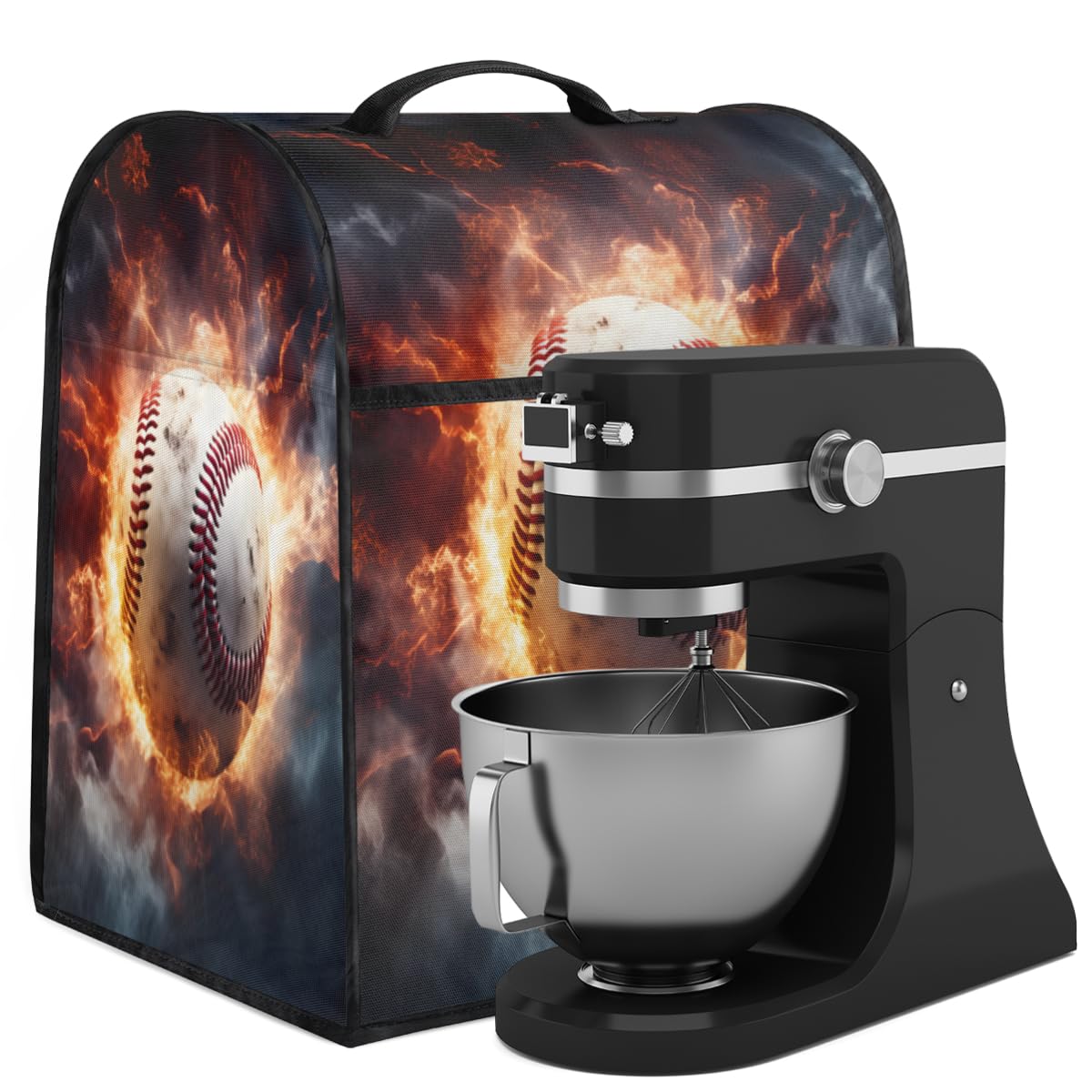 Coffee Maker Cover Flame Baseball Kitchen Appliance Covers Small Appliance Covers Blender Cover Juicer Cover Dust Covers for Kitchen Appliances with Top Handle and Pockets,Washable,C246