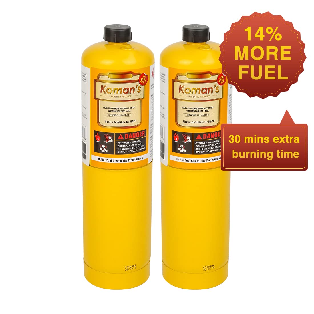 Buy Pack of 2, KOMAN Modern MAPP Gas Cylinders, 16.1 Oz, 14 More Bonus