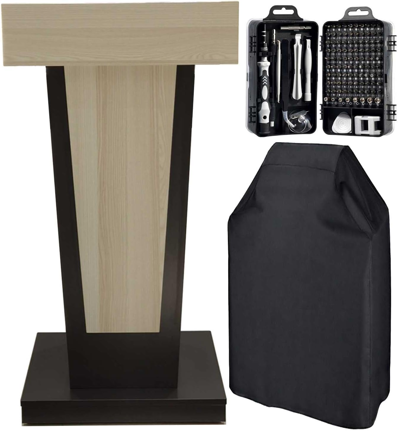 Podium Presentation Lectern Stand, Mobile Podium with Dust Cover