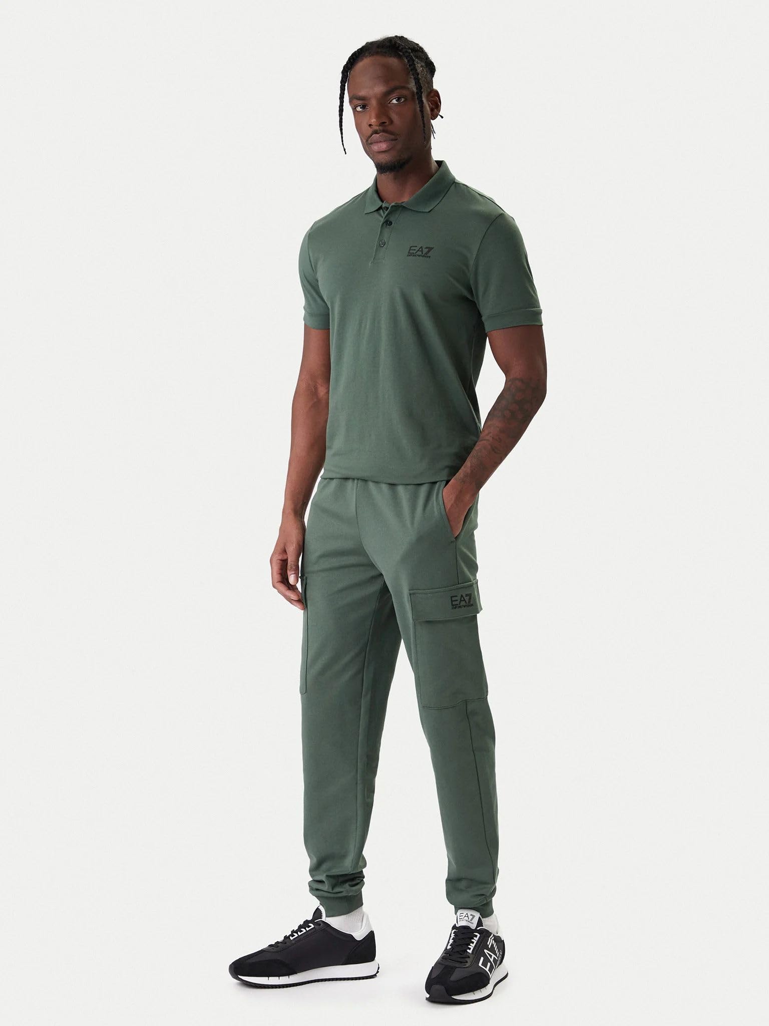 EA7 Emporio Armani Polo Piquet in Cotone Stretch a Maniche Corte Core Identity (Verde Cilantro)