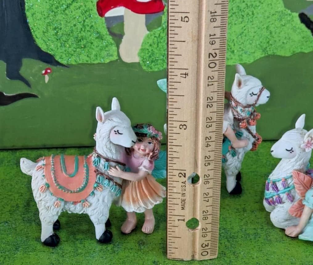 Fairy with Llama Set of 3 - Very Detailed for Miniature Fairy Garden Gnome Garden Resin