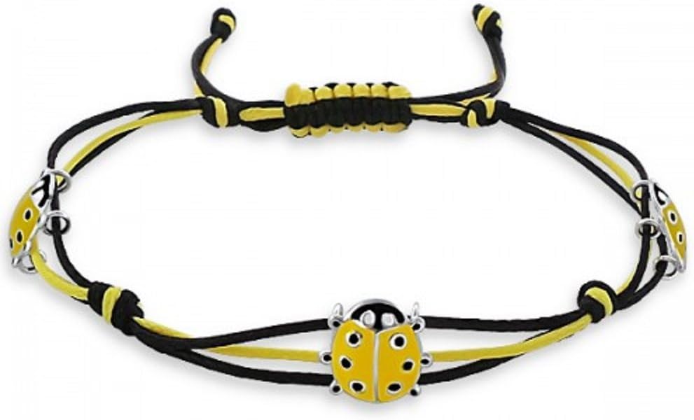 JewellerybyZ 925 Sterling Silver Ladybird Children's Cord Bracelet