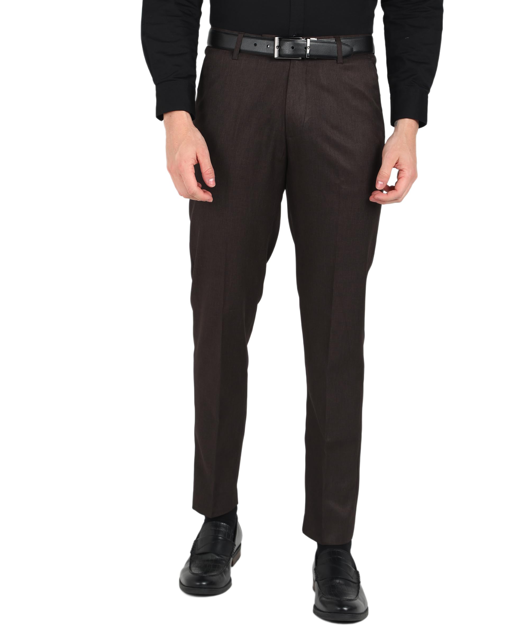 sam & jack �Brown Colored Polyviscose Regular Fit Men's Formal Trousers-picture-19