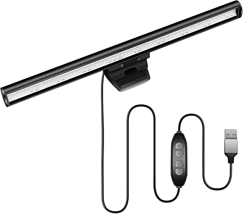 Barra de luz para monitor de laptop, lámpara LED de lectura electrónica USB, 3 temperaturas de color ajustables, 10 niveles de brillo de atenuación,