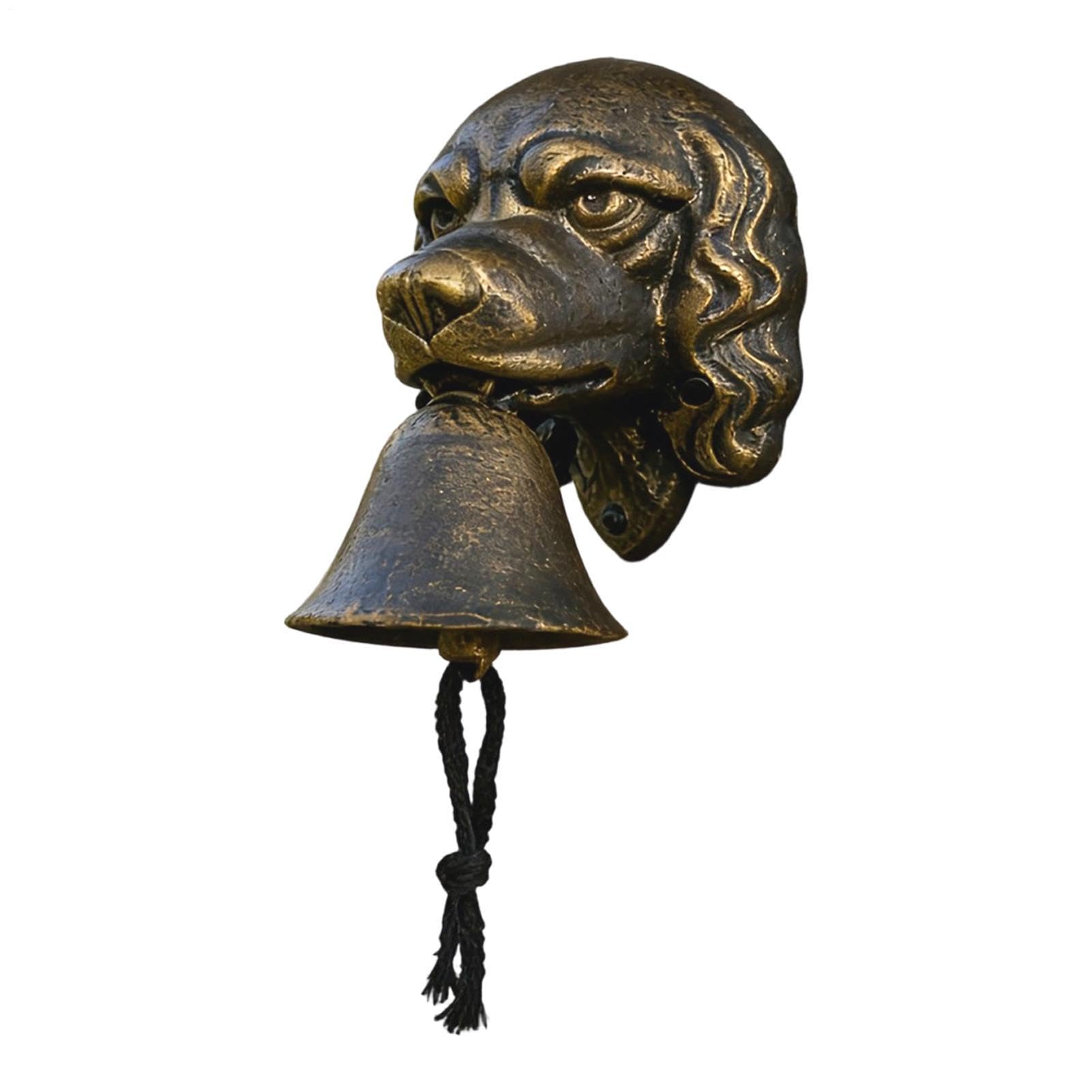 Cloche de porte vintage en fonte avec motif chien pour entrée de maison de campagne