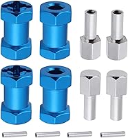 Vista 9 de Hobbypark - Paquete de 4 cubos de transmisión hexagonal de rueda de 0.472 in, acoplador combinador de aluminio de 0.591 in, extensión de Azul
