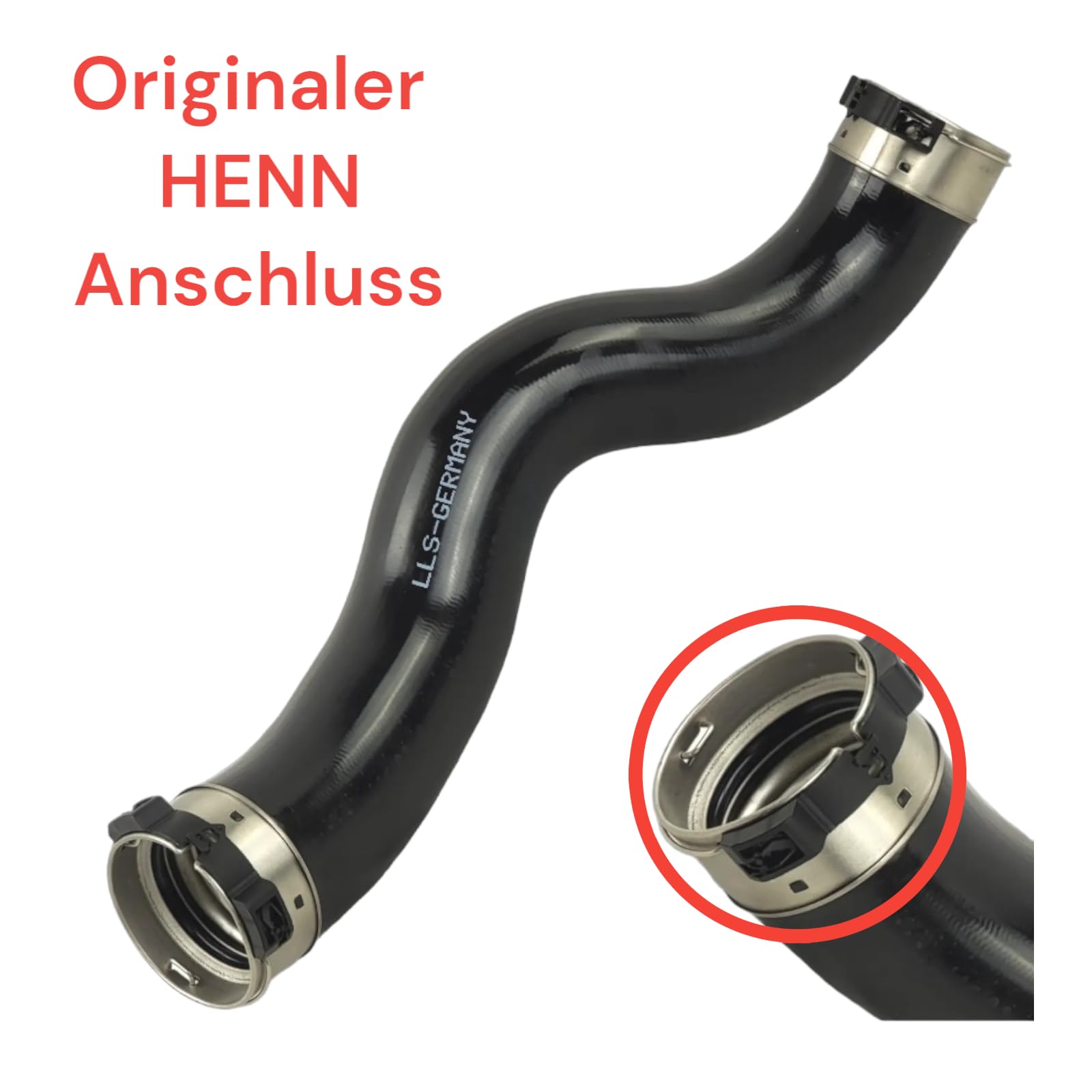 LLS-GERMANY Ladeluftschlauch kompatibel mit BMW 7er (G11, G12) 725d, Ld (2016/07-2019/02, 1995 ccm, 155-170 KW, 211-231 PS), OEM: 11618572859, 11 61 8 572 859, 8572859, original HENN-Anschluss