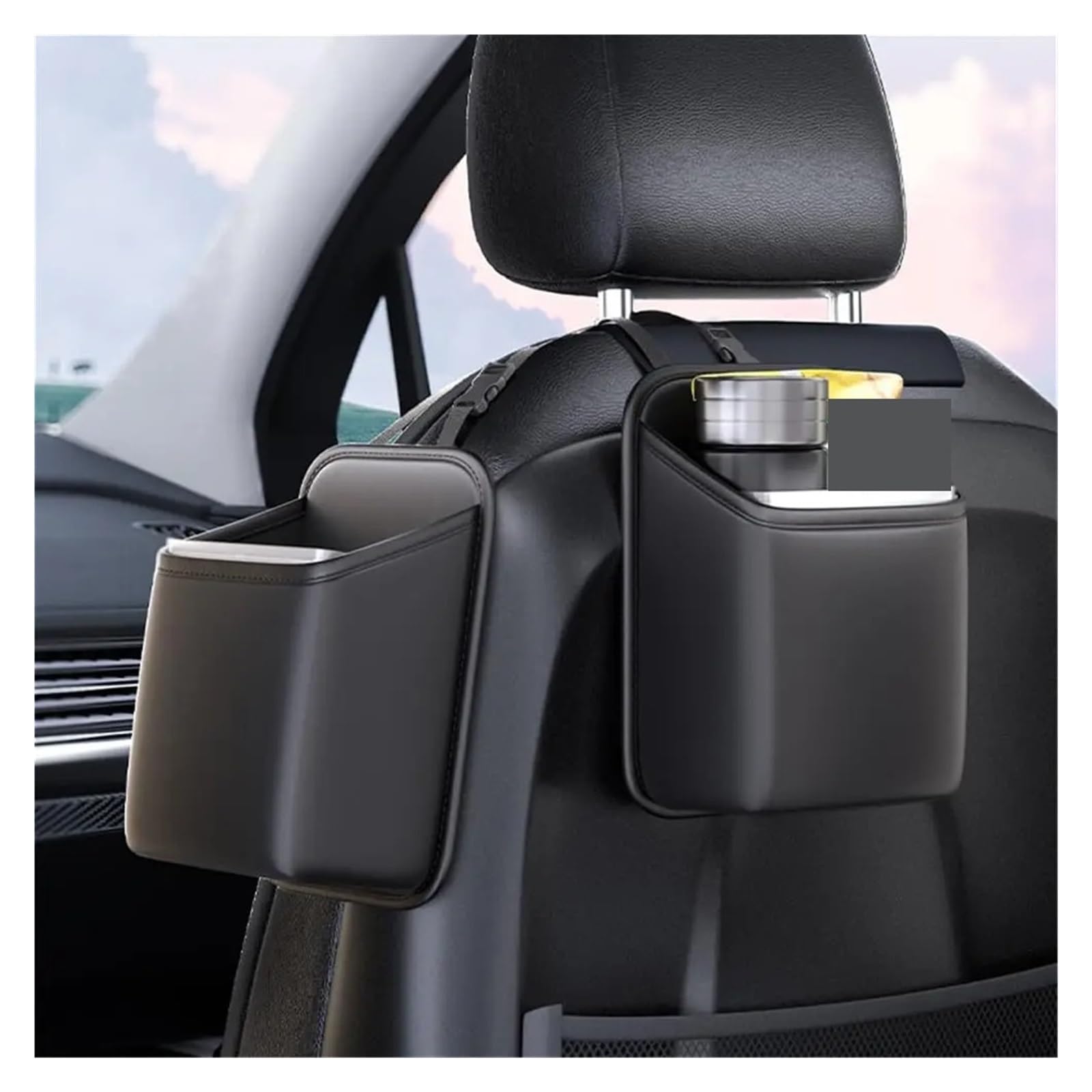Auto Mülleimer Hängender Aufbewahrungsbehälter Für Die Autositzlehne, Multifunktional Mini Autos Mülleimers | Großraum-Organizer und Mülleimer für den Autoinnenraum(1pc brown)