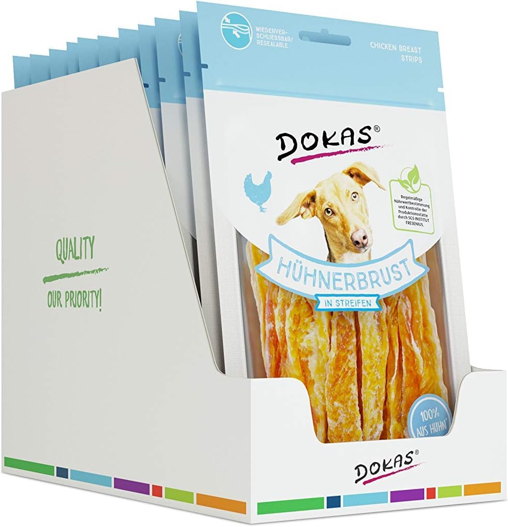 Dokas Snack Naturale Strisce Petto di Pollo per Cane 11 x 70 gr