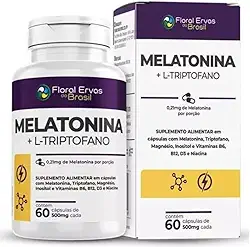 Melatonina + L Triptofano + Niacina + Vit B6 B12 D3 500mg Puro 60Cáps Floral Ervas