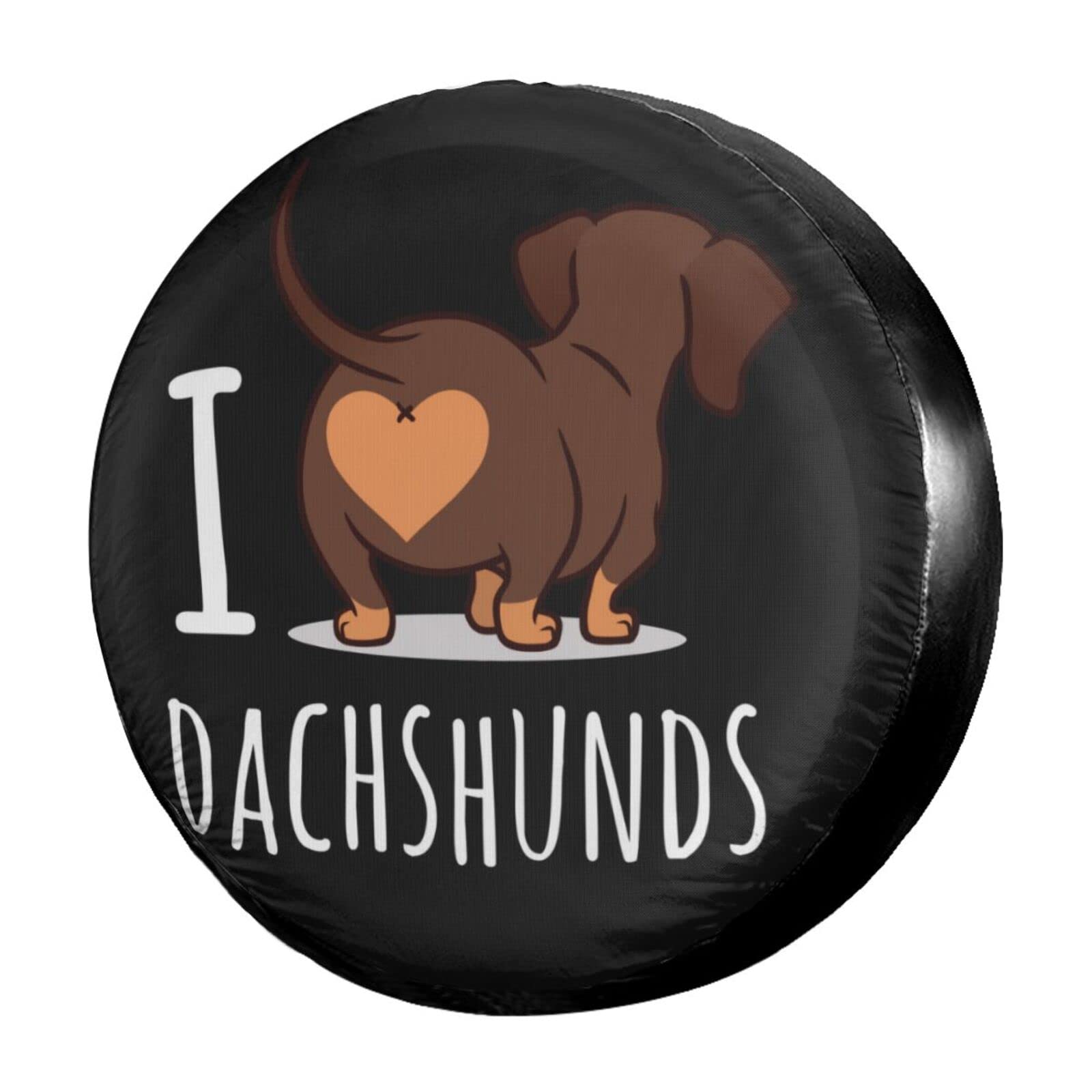 Delerain I Love Dachshunds Spare Tire Covers for Jeep RV Trailer SUV Truck and Many Vehicle, Wheel Covers Sun Protector Waterproof (15 Inch for Diameter 27"-29")