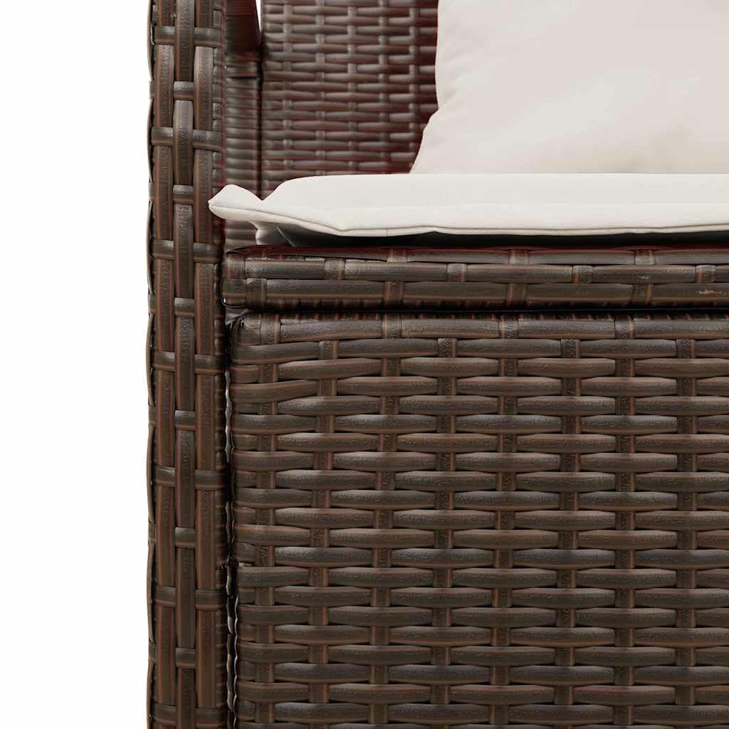 Generico Panca Portaoggetti da Giardino con Cuscino Marrone Polyrattan,Panchine da Giardino
