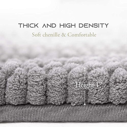 Miniatura 7 de NICETOWN - Juego de tapetes de baño, felpilla extragruesa, a rayas, alfombras de baño antideslizantes de felpa suave, tapetes de interior para