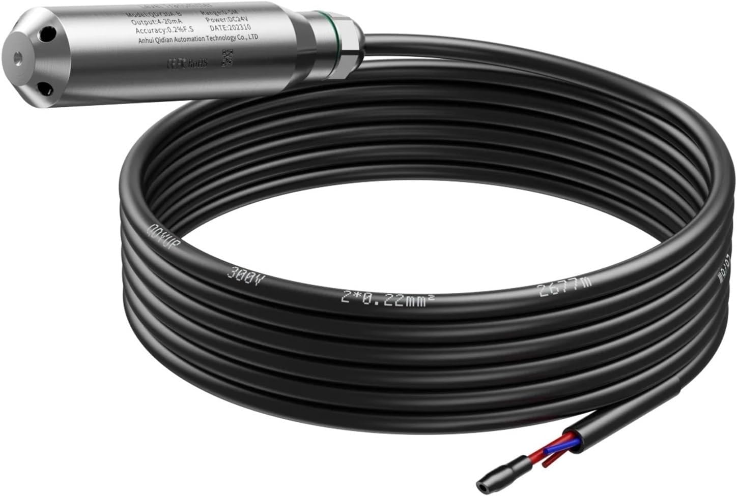 Submersible Level Sensor Water Tank Level Sensor Hydrostatic Level Transducer Pressure 4-20mA 0-10V Liquid Level Transmitters(Output 1-5V,2M Rnage 5M Cable)