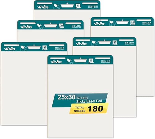 ViVin Almohadilla de caballete súper pegajosa, papel de 25 x 30 pulgadas para profesores, papel de caballete autoadhesivo grande, tabla de anclaje