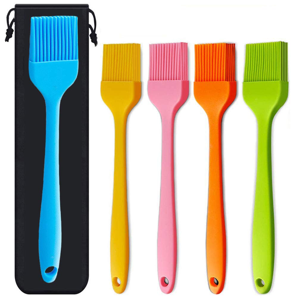 Basong Silicone Basting Brush 5 Pack Pastry Brush Kitchen Oil Brush for Cooking, BBQ, Pastry, Oil, Turkey Baster, Pickling Sauce and Desserts Baking