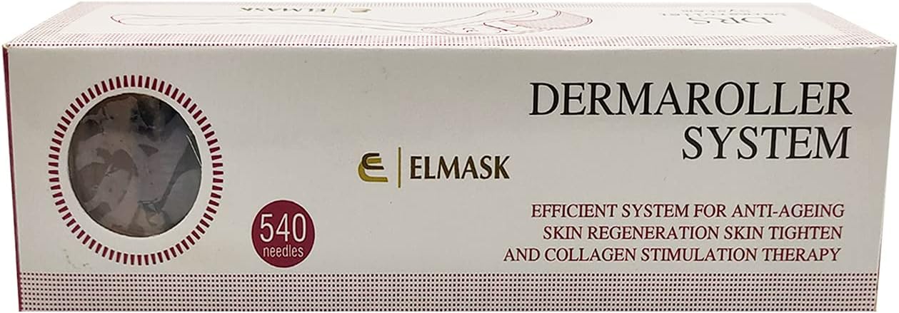ELMASK DRS Derma Roller 0.5mm 540 Titanium Micro Needles Roller Treating Acne Scars Skin Hair Loss Wrinkles Blackheads Reducing Blemishes Scars Potholes Cellulite Stretchmarks