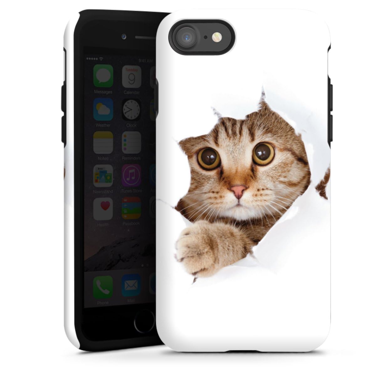 DeinDesign Coque Compatible avec Apple iPhone SE (2020) Coque renforcée Coque Antichoc Chat Animal Domestique Animaux