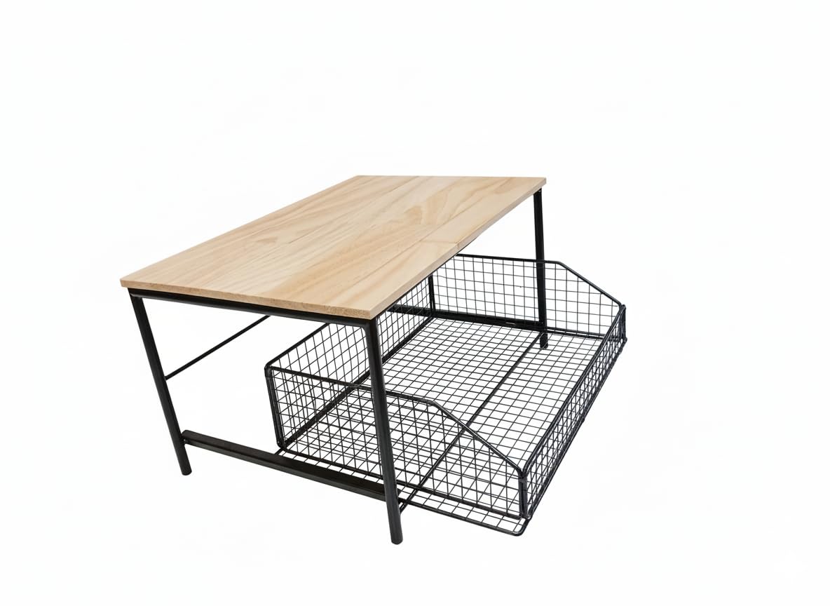 Kitchen Shelf with Extendable Basket, Kitchen Organizer, Storage, Microwave Stand, Appliances, Coffee Maker, Kitchen Items, Countertop Shelf.