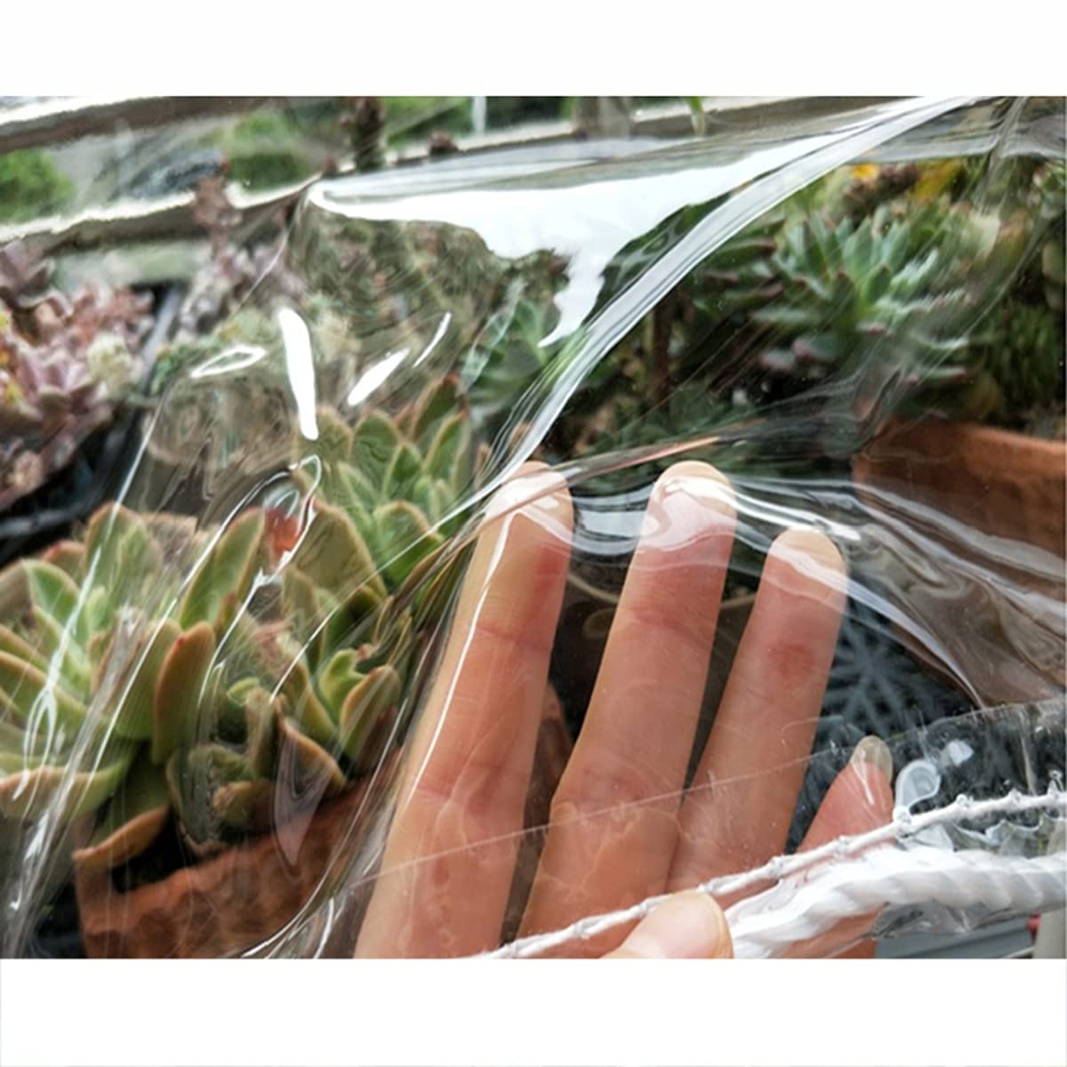 Telone Impermeabile Trasparente Resistente, Telo In Plastica Pvc Per Piante, Tende Da Sole/copertura Antipioggia Per Giardini Cortile Esterno, Teloni Con Occhielli,Transparent-2.4×3m/94.5×118.1in - Foto 12