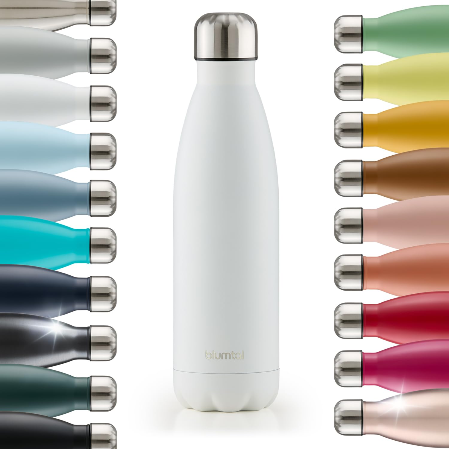 Blumtal Trinkflasche 1000 ml Edelstahl - auslaufsichere Isolierflasche - BPA-freie Trinkflasche kalt & warm - doppelwandige Insulated Bottle - rostbeständige Isolierflasche Weiß