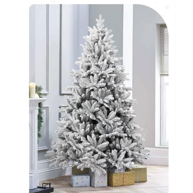 Sapin de Noël floqué à charnière en PVC et PE, recouvert de Neige, avec Support métallique Lumineux for la décoration(120cm)
