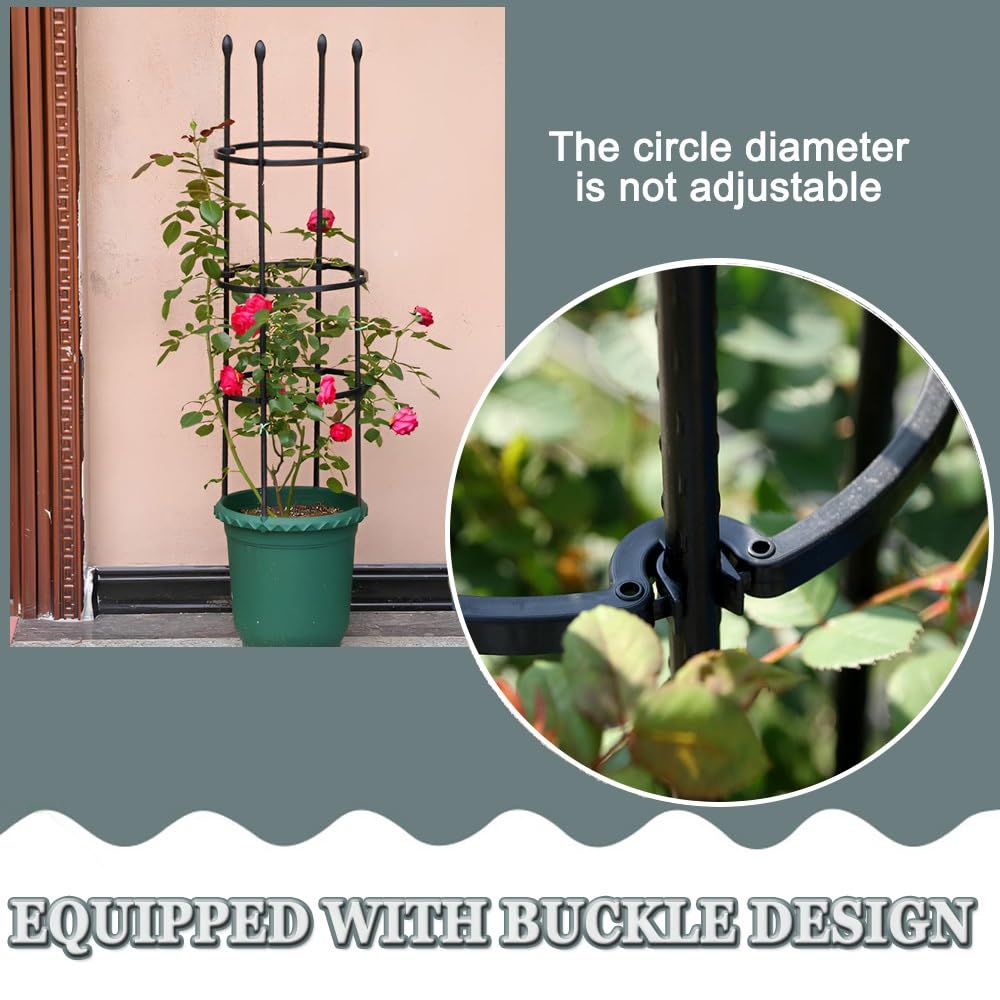 Grande cage d'obélisque de jardin antirouille 90 cm/120 cm/150 cm/150 cm, idéale pour les légumes, les fleurs, les plantes en pot, noir, 30 x 150 cm